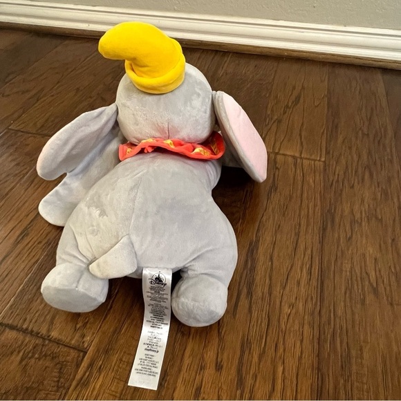 Disney Store Dumbo With Feather in Nose Plush with Yellow Hat - Picture 3 of 7